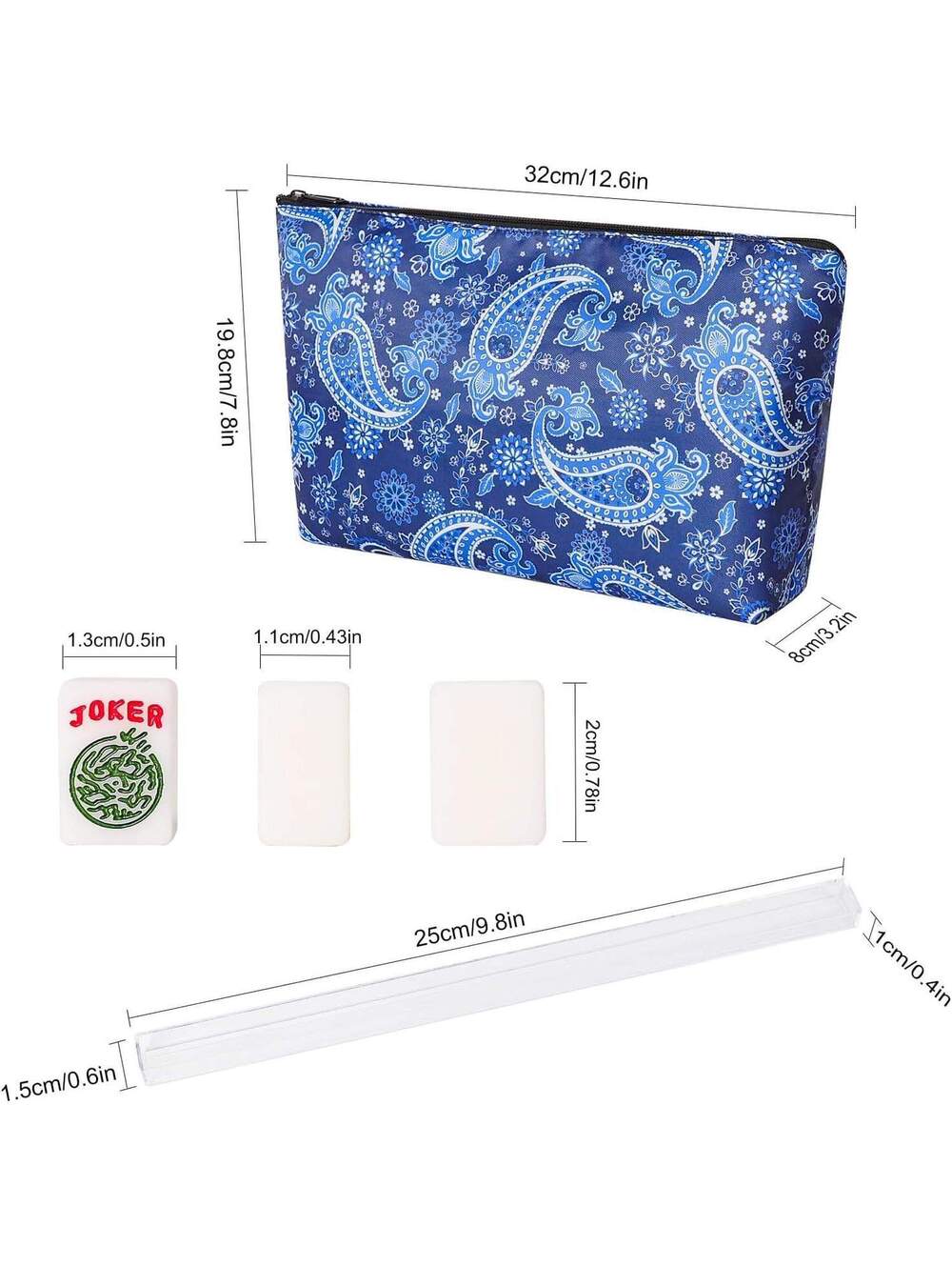 Travel Mini American Mahjong Set - 166 White Tiles, 4 Racks, Blue Bag - Picture 5 of 9